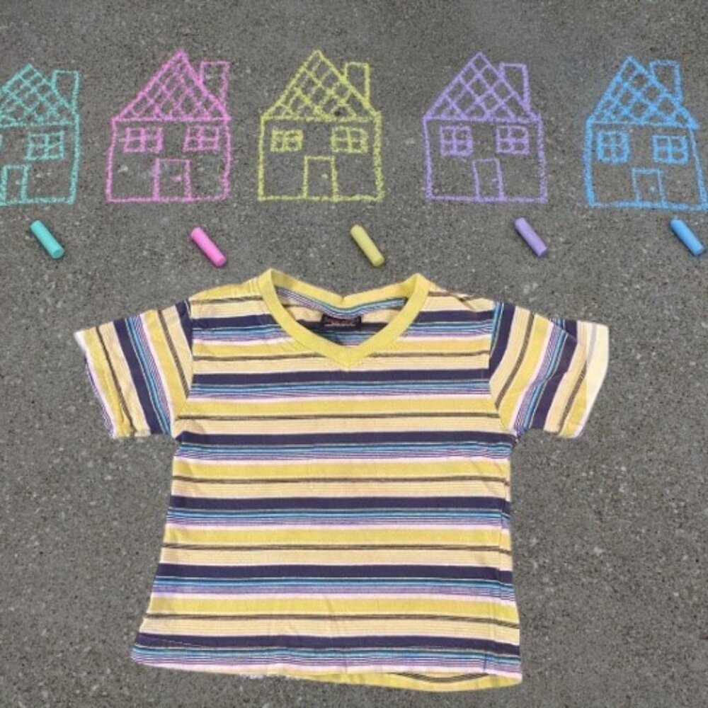 Quad Seven Boy’s Cotton V-Neck Stripe Shirt